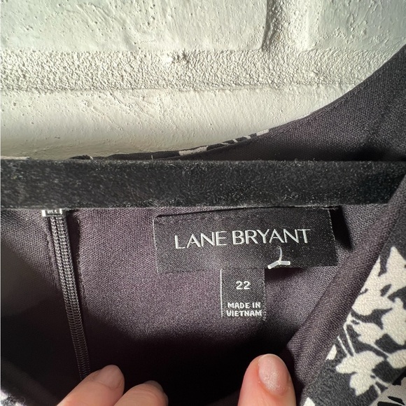 Lane Bryant Flowy Crepe Pleated Midi Puff Sleeve Dress Sz 22 Black/White #0574 - Picture 4 of 6